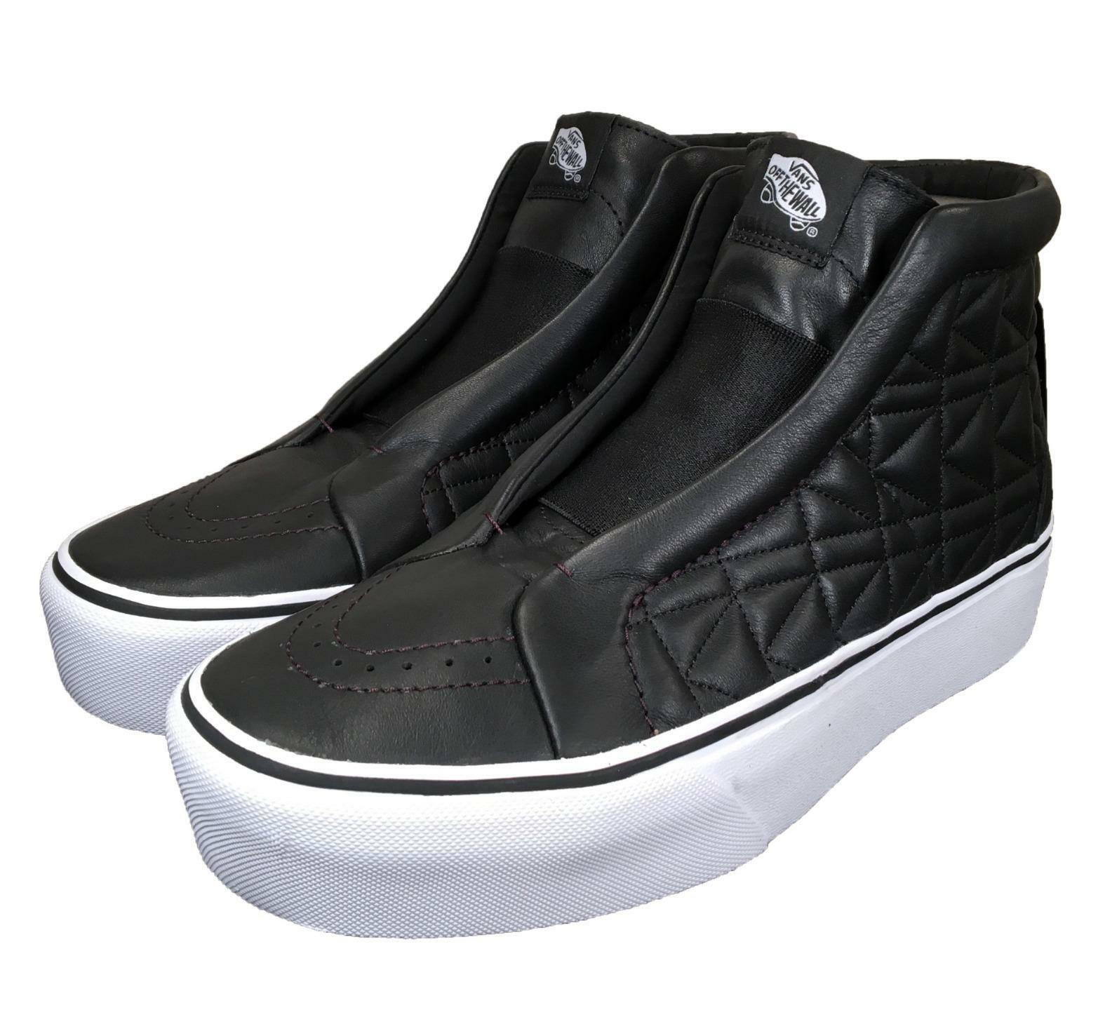 Vans x Karl Lagerfeld Sk8-Hi Laceless Platform Sneakers Quilted Leather BLACK - Athletic