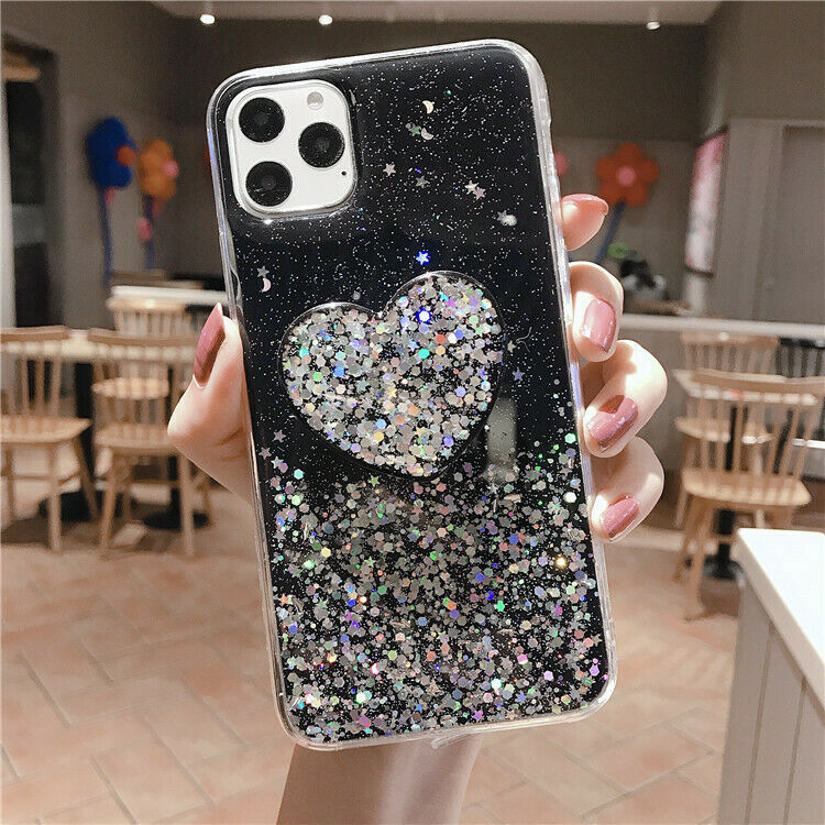 For iPhone 11 11 Pro Max 8 7 6 6s Case + Holder Bling Glitter Clear ...