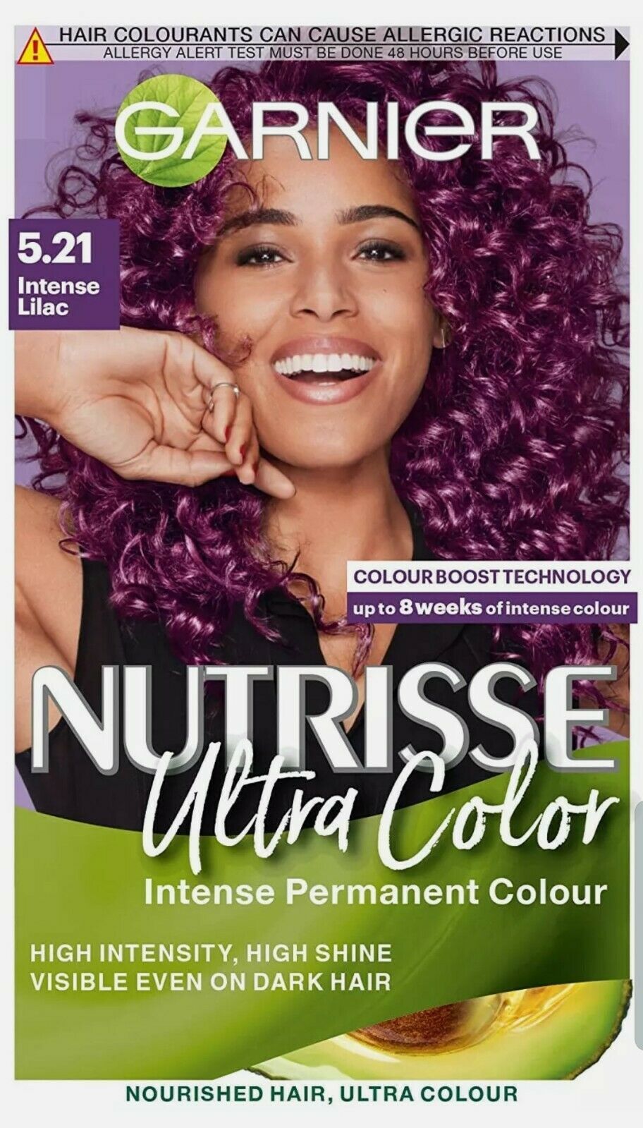 Garnier Nutrisse Ultra Color 5.21 INTENSE LILAC Permanent Hair Dye BRIGHT PURPLE
