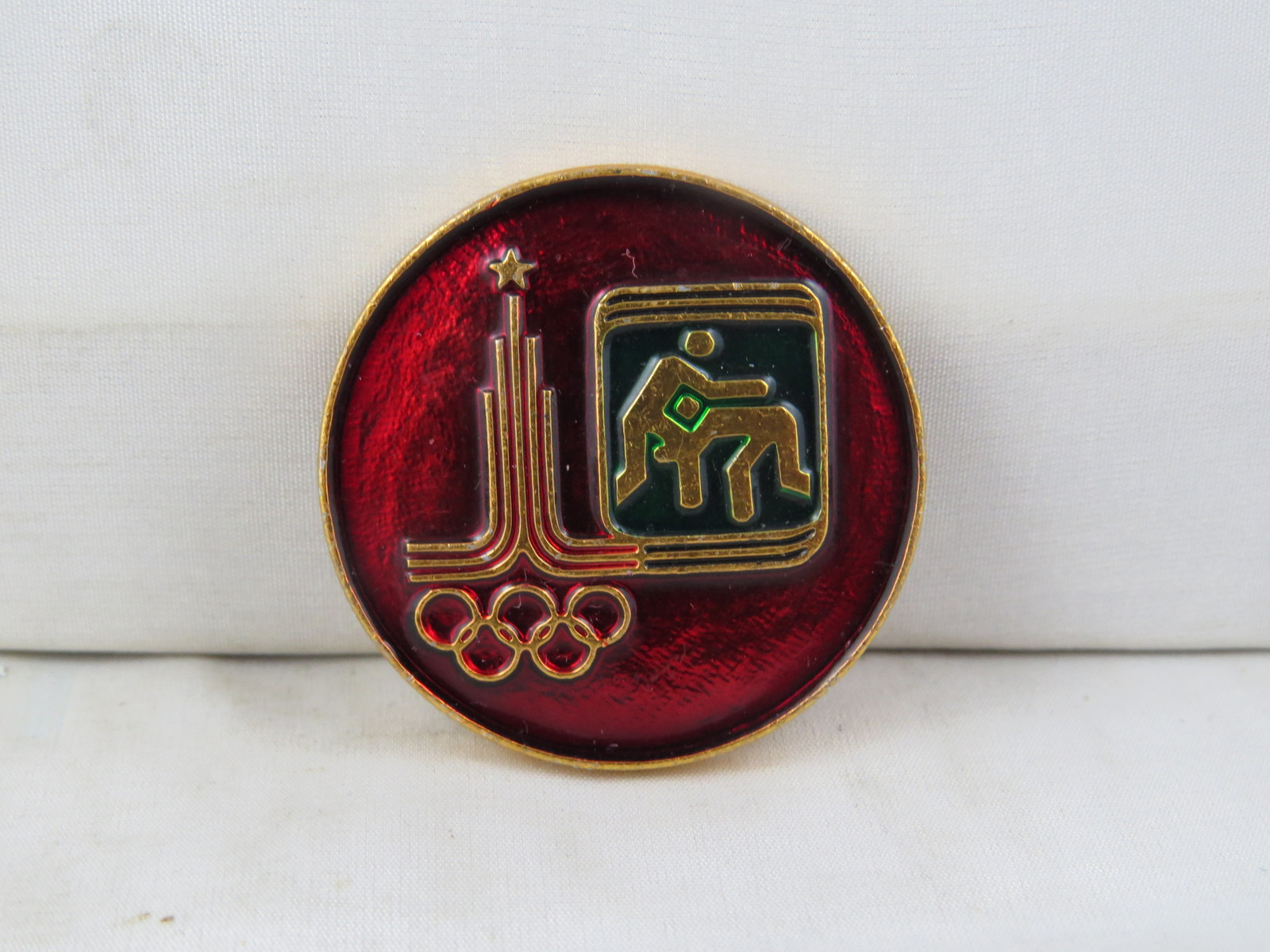 Primary image for Summer Olympic Games Pin - 1980 Moscow Wrestling - Stamped Pin