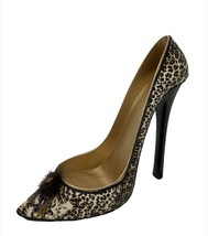 Stiletto Shoe Wine Bottle Holder Gold Black Leopard Look Embellishment 8" High image 1