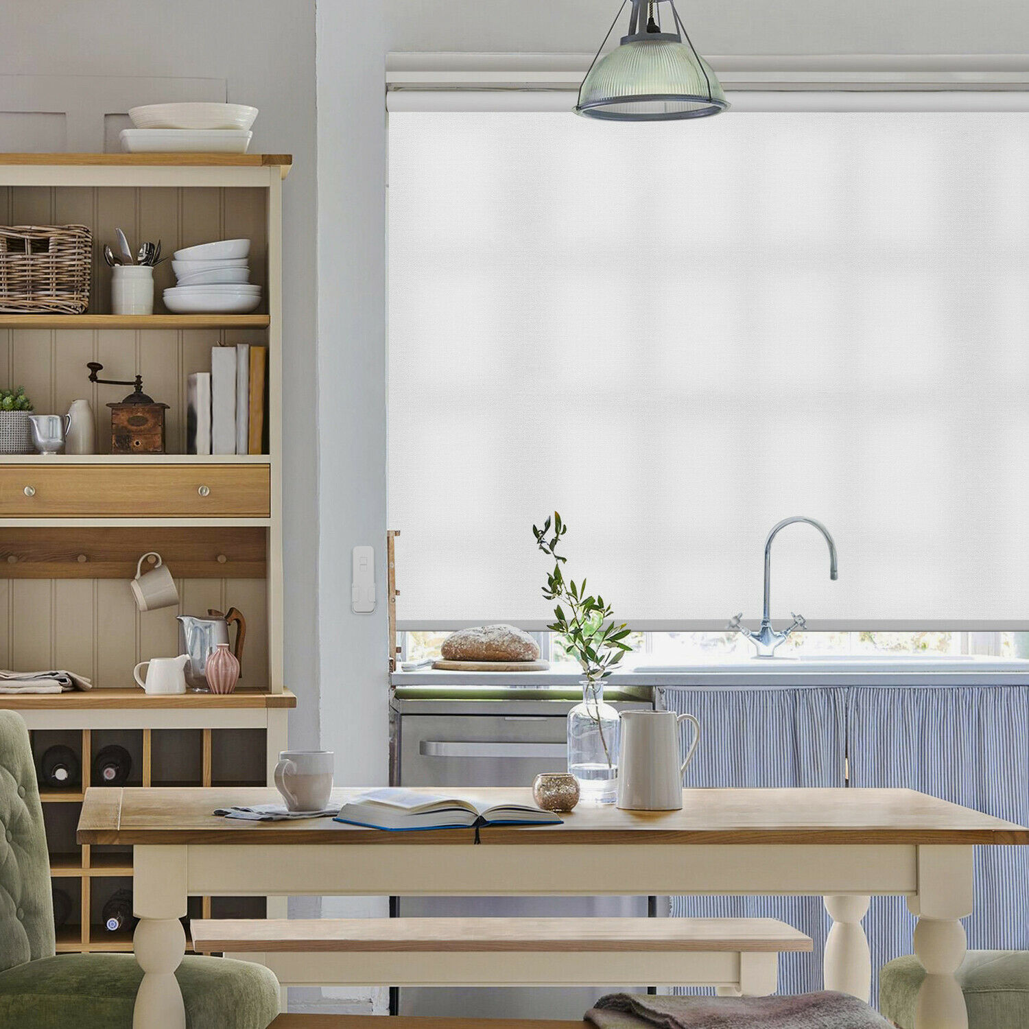 Room Darkening White Electric Window Blind Remote Control Roller Window Blinds Blinds & Shades