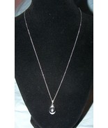 Dainty Sterling Silver Locket Necklace w/White Center Stone-Lot 30 - $14.50