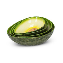Small Avocado Shaped Nesting Serving Bowls Set of 4 Ceramic Green Charcuterie image 2