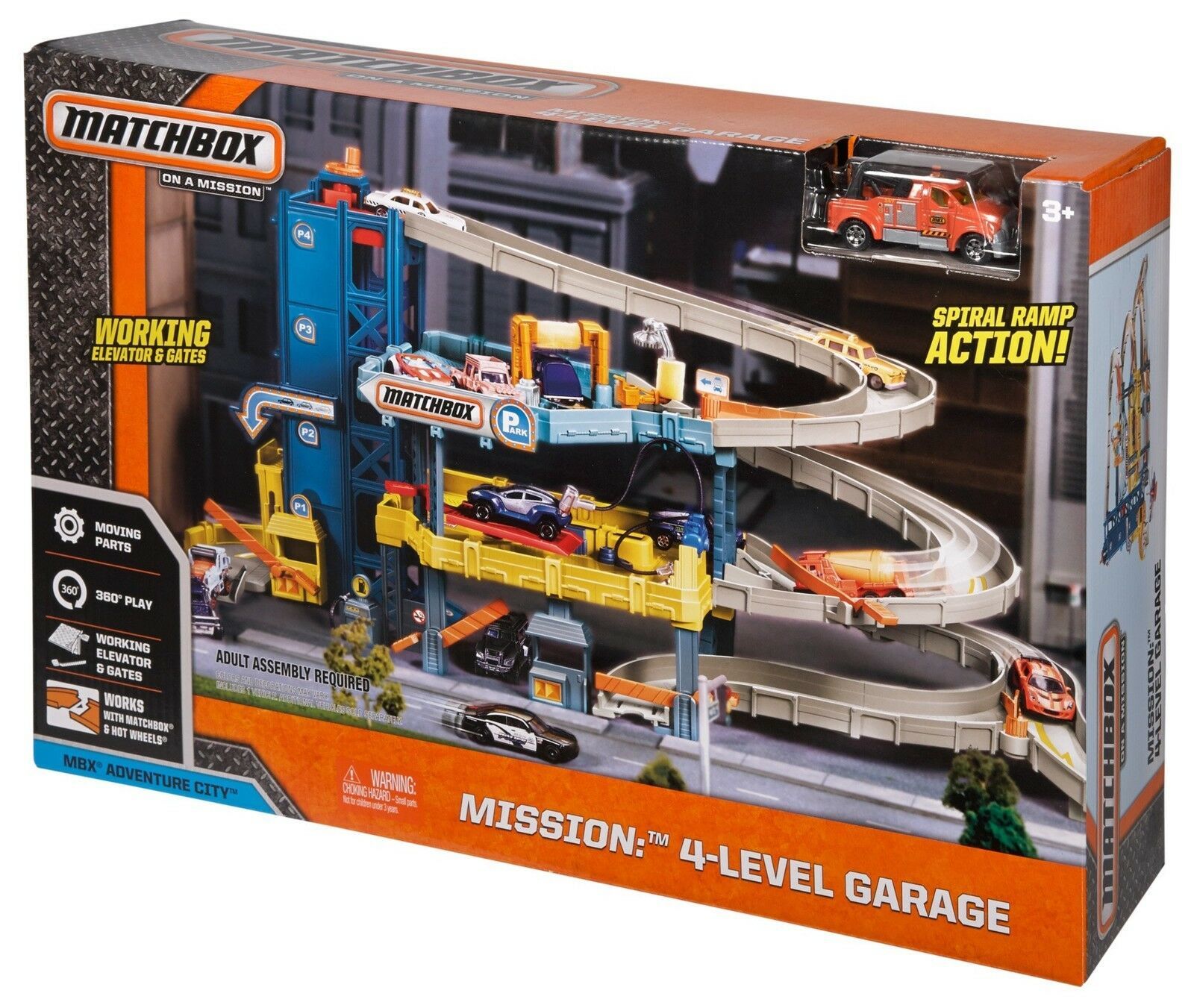 Matchbox Car Garage Playset Gas Pump Station Tow Truck Ramp Parking