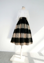Orange PLAID Midi Party Skirt Outfit Women Winter Wool Plaid Holiday Skirt Plus  image 11