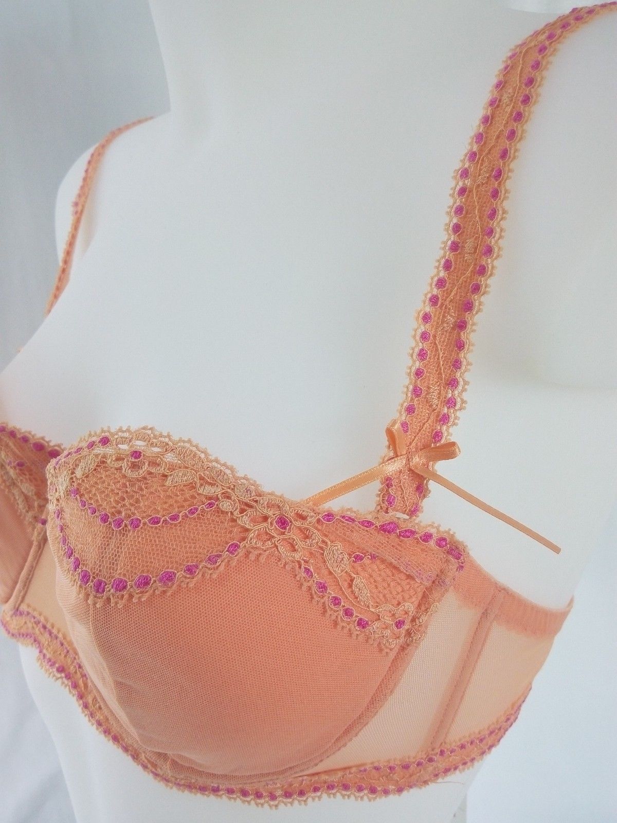 Top quality bra lingerie Cotton Club Made in Italy peach color padded