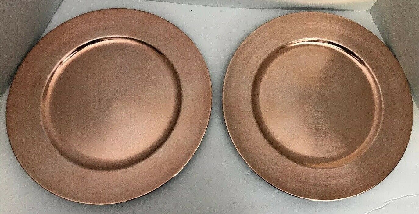 Rose Gold Metallic 13” Charger PlatesSet of 2Made of Thick Plastic