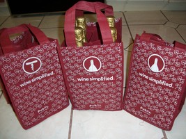 3 Wine Bottle Carriers Eco Friendly Reusable Shopping Bags Totes Each Ho... - $9.89