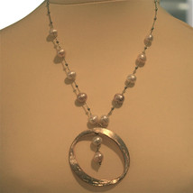 .925 SILVER RHODIUM NECKLACE WITH 10 MM FRESHWATER WHITE PEARLS, 19.69 IN LENGHT image 2