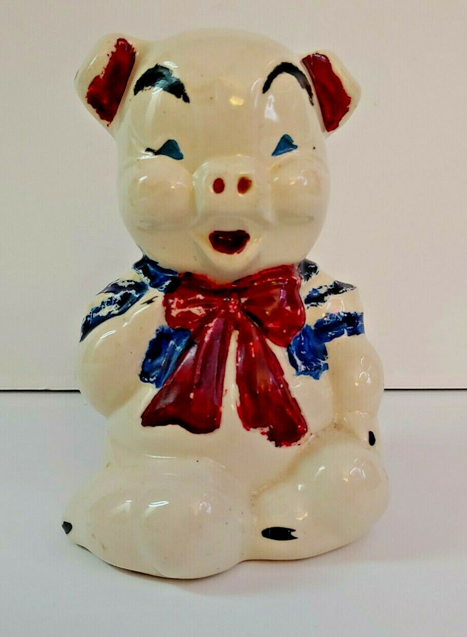 Puno rash Asia Vintage Piggy Bank - Pig Red Bow 1940s and 50 similar items