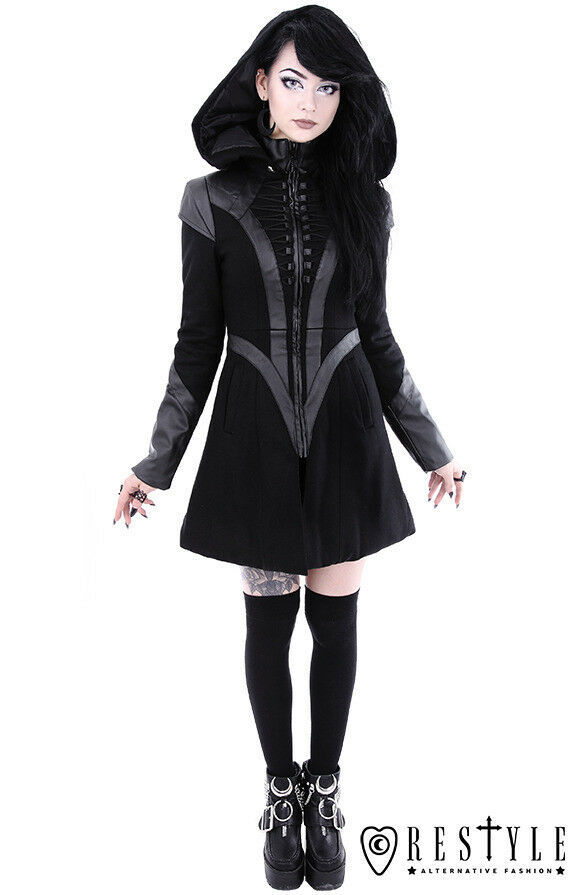 Restyle Future Goth Gothic Black Emo Punk Rocker Adult Womens Coat ...