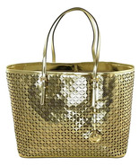 Michael Kors Gold MK Flower Perforated Travel Tote Bag Leather Large RRP... - £201.88 GBP