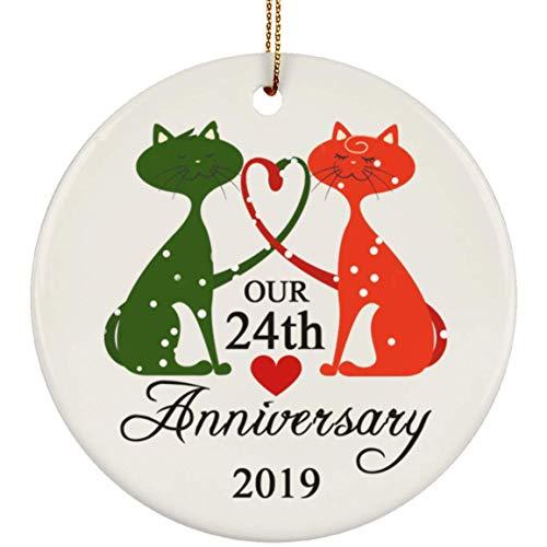 24Th Wedding Anniversary Ornament With Ribbon Christmas Decor Gift - Funny Coupl - Candles
