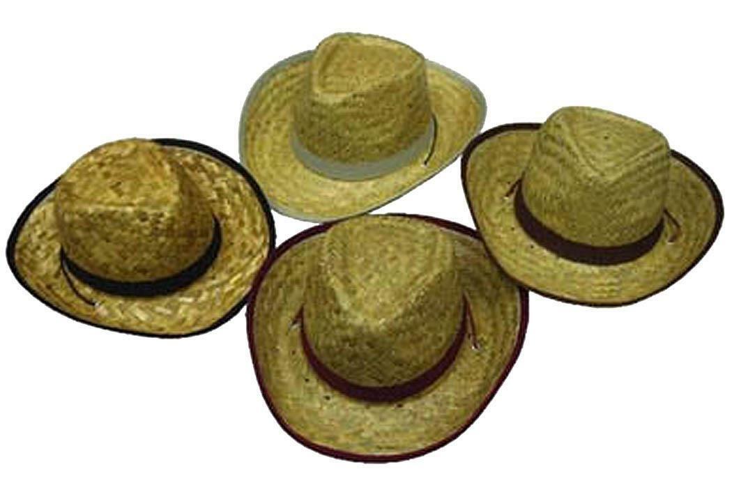 6 KIDS STRAW ZIG ZAG COWBOY HATS childrens #116 caps country western cowgirl hat