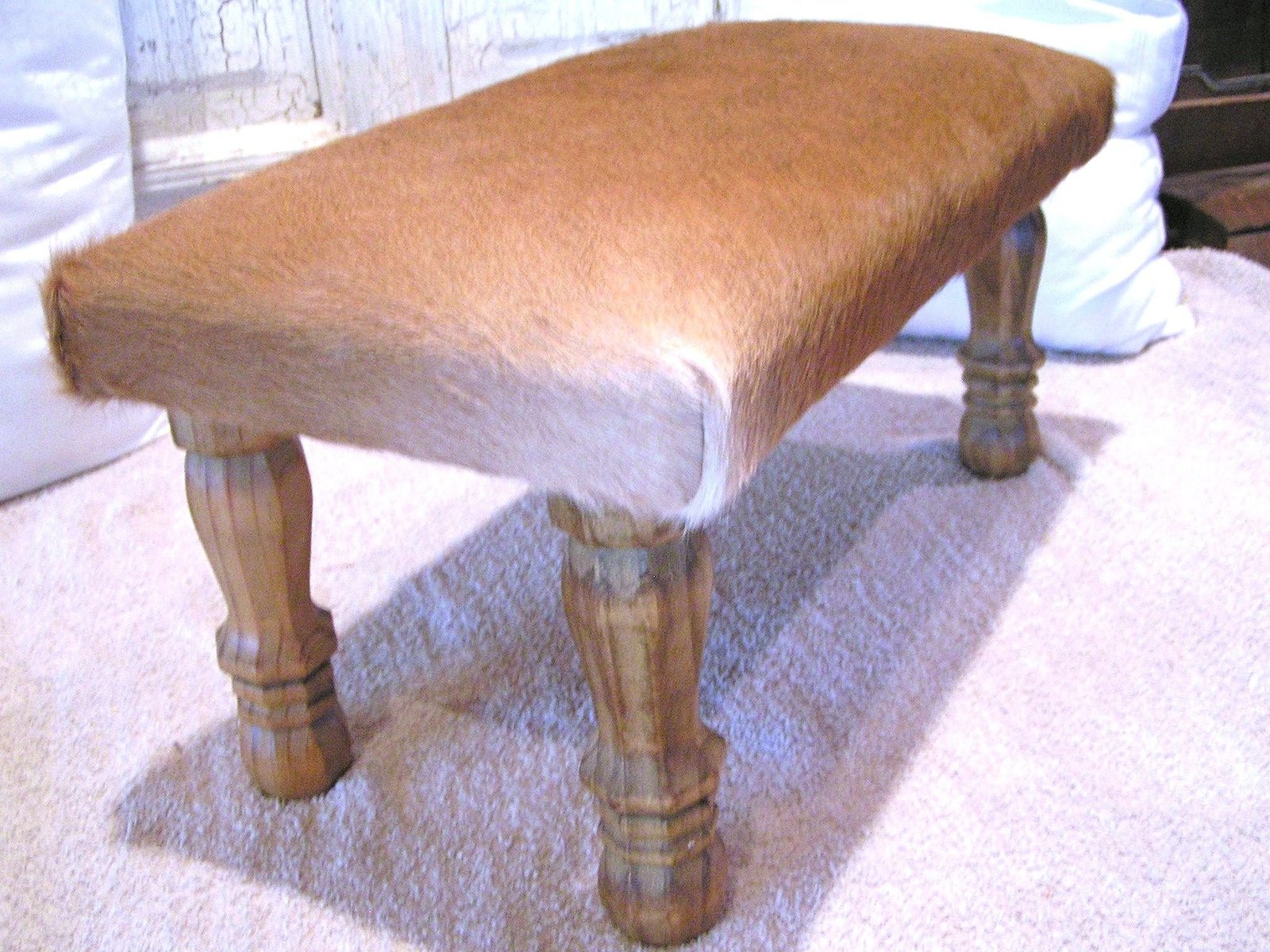 LARGE Cowhide Footstool Western Furniture Stool 0416 bz Ottomans, Footstools & Poufs