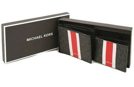 Michael Kors Billfold Wallet Box Set Black Flame Red Logo 36H1LGFF1B NIB $178 - $49.49
