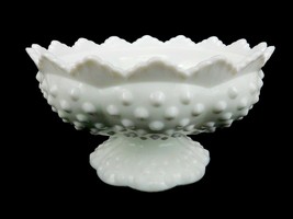 Fenton Art Glass Bowl Candelabra, White Hobnail Milk Glass, Footed Base,... - $24.45
