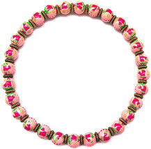 NEW ANGELA MOORE NECKLACE PINK WITH MONKEYS - $49.49