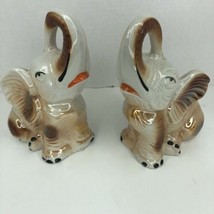 VTG Ceramic Lusterware 2 Elephant Figurines Statue Made in Brazil Irides... - $37.99