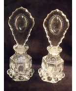 1940&#39;s L.E. Smith Beaded Medallion Glass Perfume Bottle &amp; Stopper Pair - $34.65