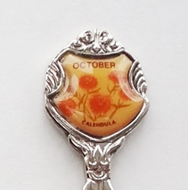 Collector Souvenir Spoon October Calendula Flower Emblem - $3.99