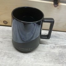 Starbucks 2017 Matte Black &amp; Mirrored Iridescent Blue Ceramic Coffee Mug... - $14.46