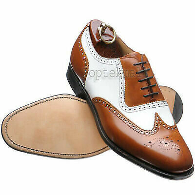 Handmade Men's leather spectators Two tone Oxfords custom made Shoes-829