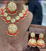 Diwali Jadau Kundan Light Weighted Rani Long Haar Jhumki Tikka Jewelry Set 08 - $49.49