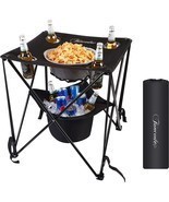 Funcode Folding Camping Table,Portable Double Deck Camping Table with 4 Cup - $63.99