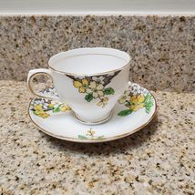 Tuscan Tea Cup and Saucer, Yellow Flower Blossom, Vintage English Bone China image 4