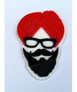 SIKH Punjabi Sardarji Red Turban Singh Khalsa ACRYLIC Adhesive Back Sticker - $7.48