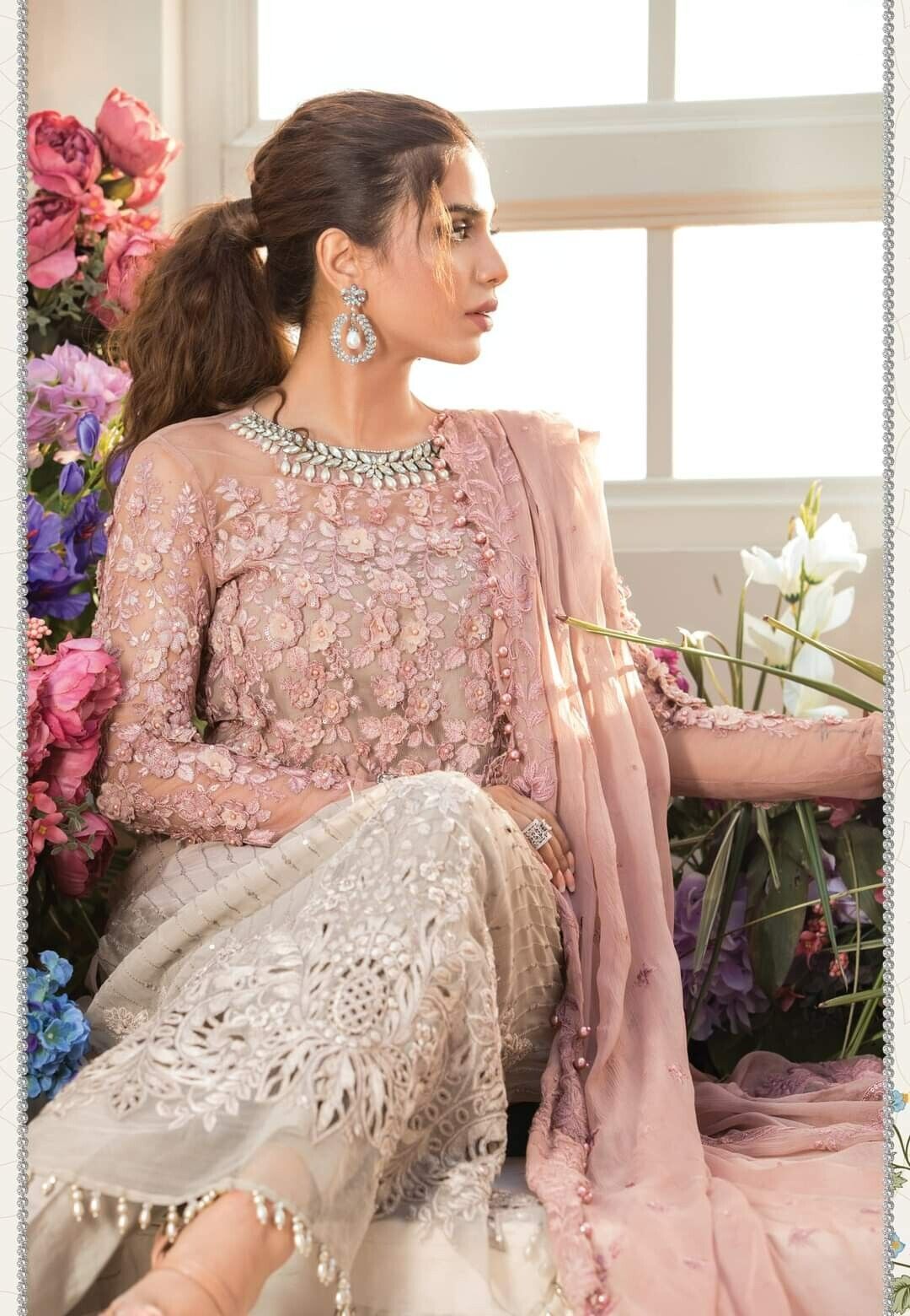 Original Maria B. Coffee And Ash Pink BD-2101  - Eid Collection 2022