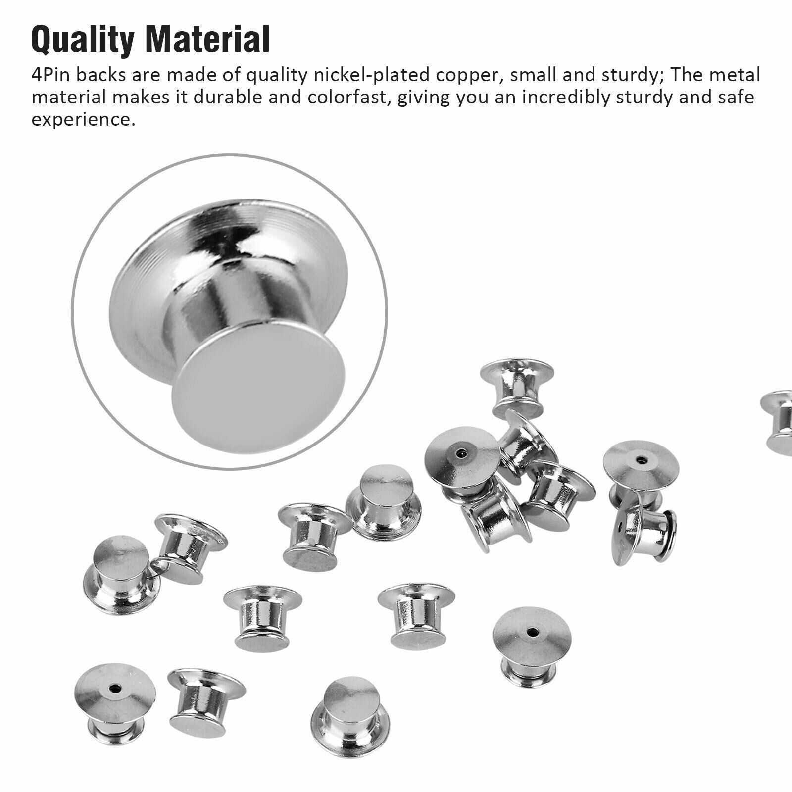 40PCS/BOX Metal Pin Backs Locking Backs Pin Keepers Locking Clasp US
