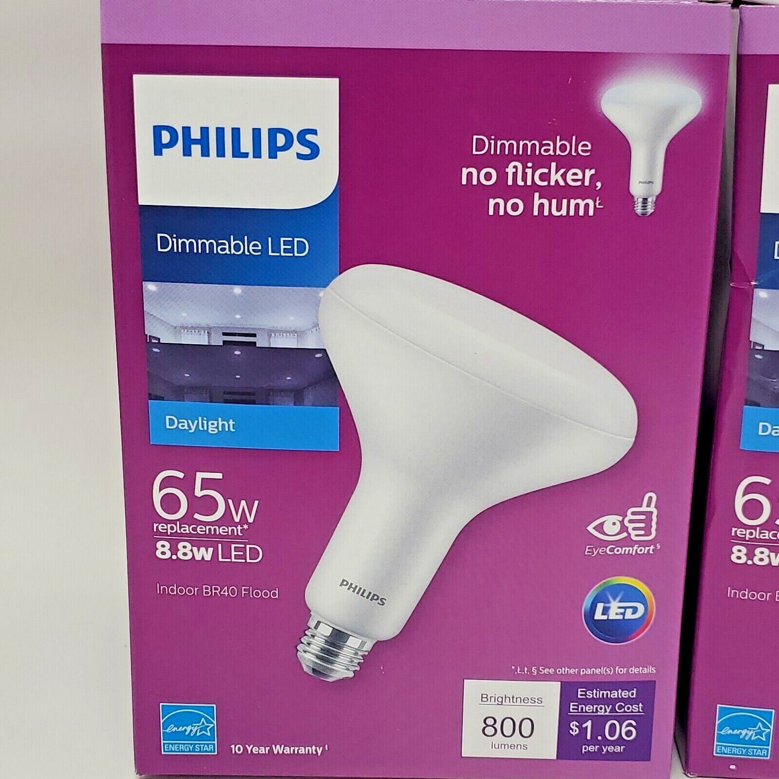 Philips 65-Watt Equivalent BR40 Dimmable LED Flood Light Bulb Daylight  Lot of 2 - $15.81