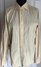 Faconnable Yellow &amp; Blue Striped Button Front Shirt Women’s Small - $19.79