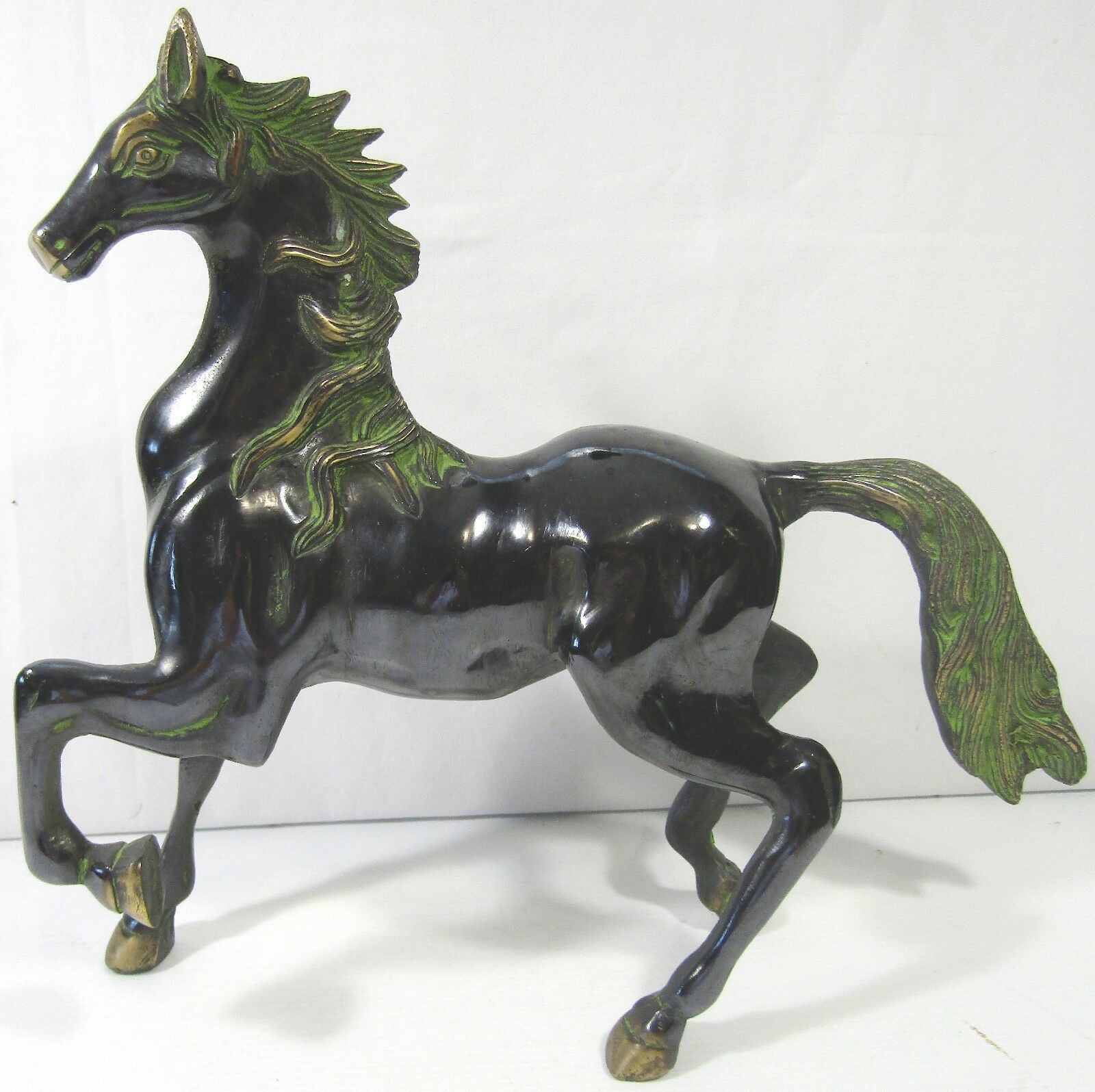 Black Stallion Horse Sculpture Statue Brass 2.5 kgs Large 27 cm / 10.6 " Tall Metalware