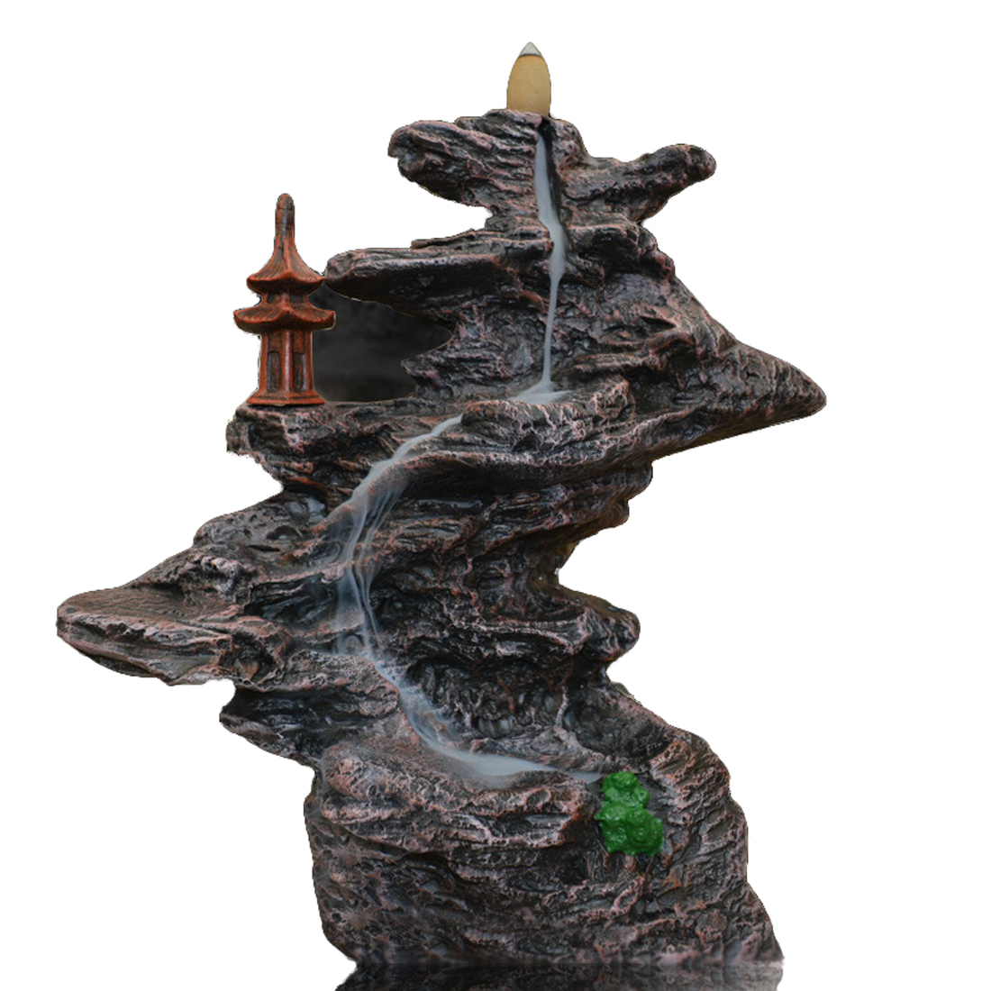 Backflow Incense Burner Mountain Tower with Gift Box Ceramic Cone