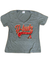 MLB Arizona Diamondbacks Shirt Womens Size XXL Gray V-neck Tee Short Sleeve - $9.90