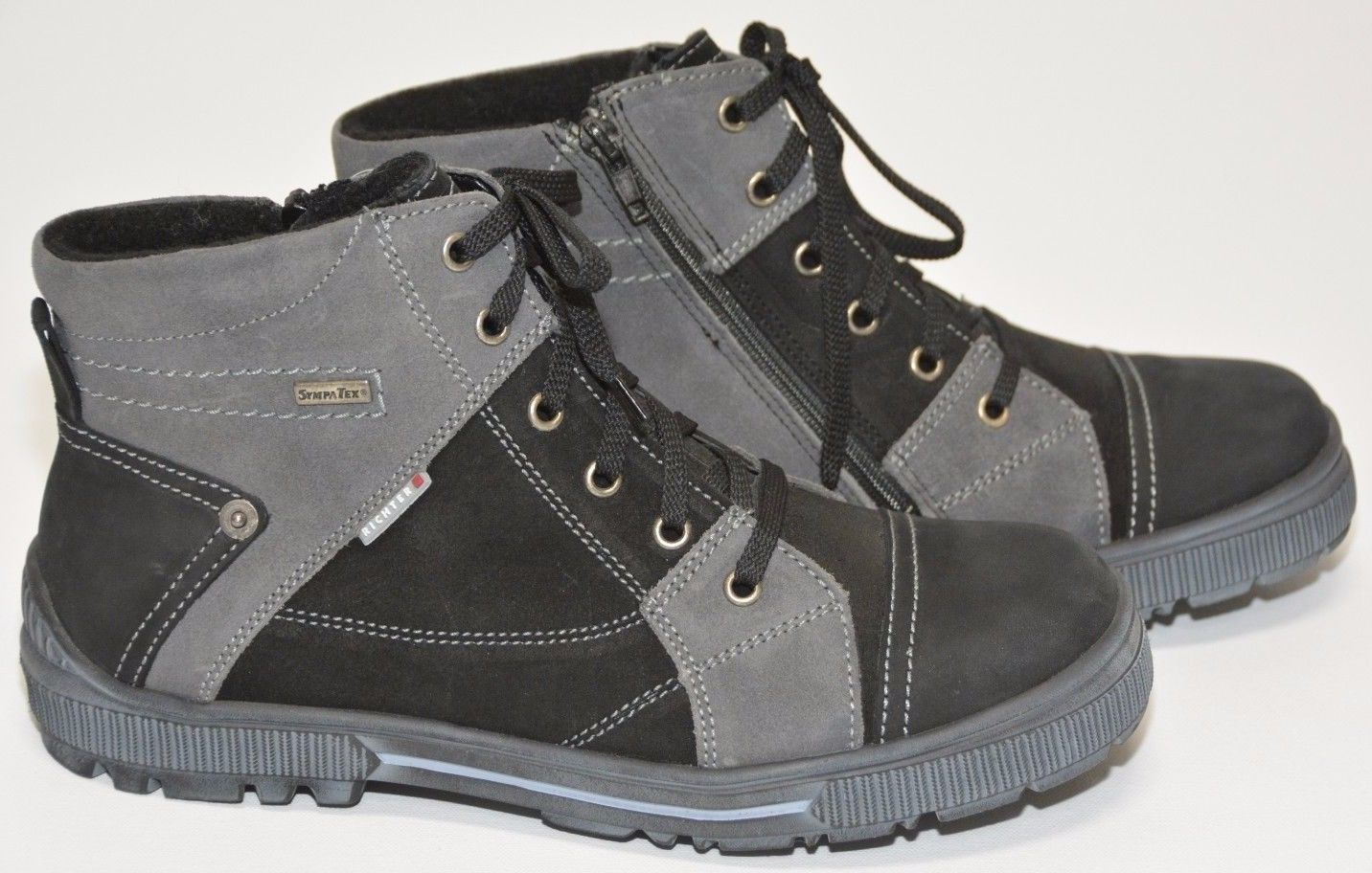 RICHTER SympaTex Boys Black/Gray High-Top Casual Sneakers Size 39 - $42.52