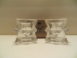 24% LEAD CRYSTAL AVON &quot;GLISTENING STAR&quot; STACKABLE TAPERED CANDLE HOLDERS... - $12.86