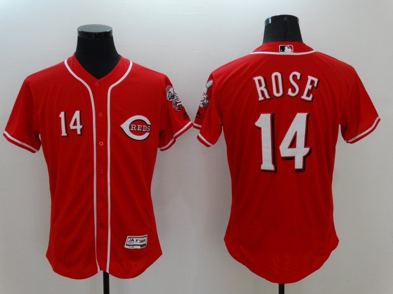 Men's 2018 Cincinnati Reds 14 Pete Rose Jersey Sewn on Red Flexbase