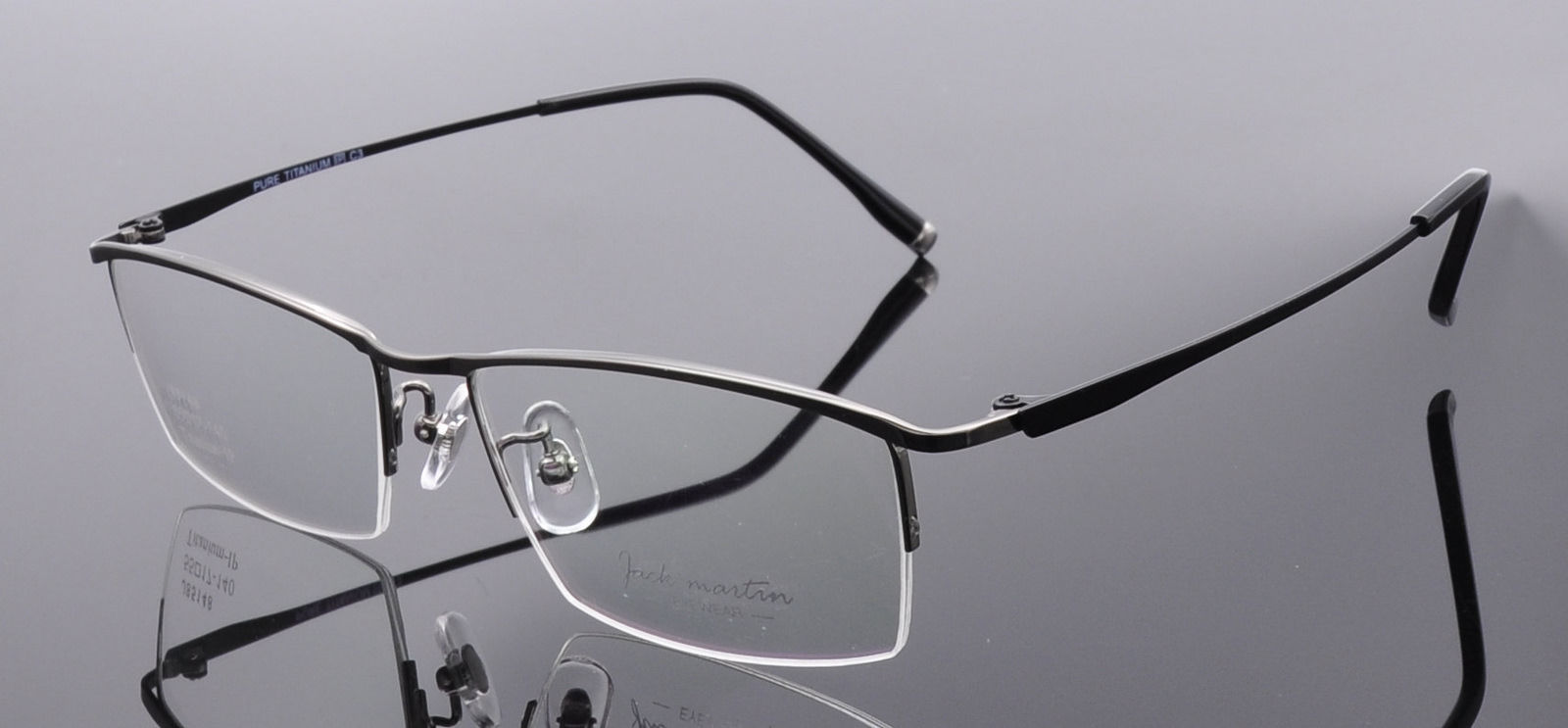 Mens Titanium Half Rimless Rectangular Eyeglass Frames Glasses Spectacles Rx Eyeglass Frames 5838