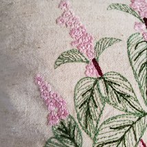 Embroidered Throw Pillow, Garden Herb Peppermint Pink Flower, Botanical 12" image 2