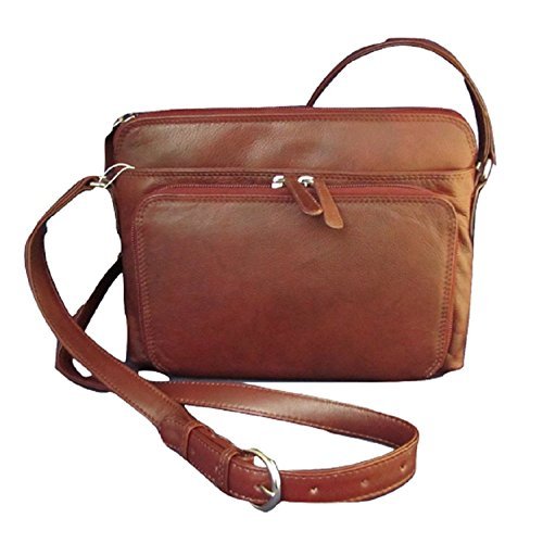 ili New York 6333 Leather Shoulder Handbag with Side Organizer Redwood
