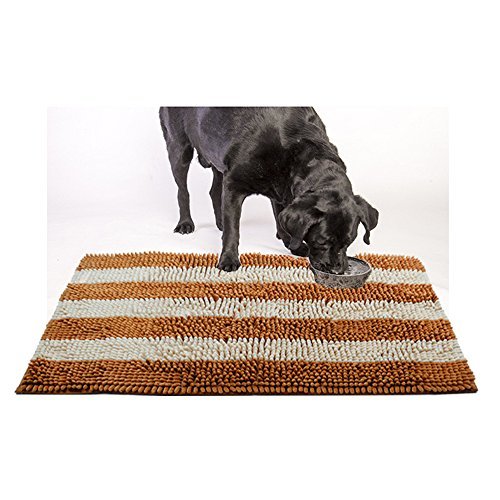 Ihoming Pet Mud Rugs Bowl Bed Mat Absorbent Microfiber Chenille Stripe