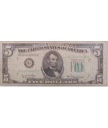 1950 US $5 Dollar Bill, Old Used Federal Reserve Note, Money Gift for Co... - $14.95