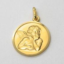 SOLID 18K YELLOW GOLD MEDAL, GUARDIAN ANGEL, 17 mm DIAMETER, VERY DETAILED image 6