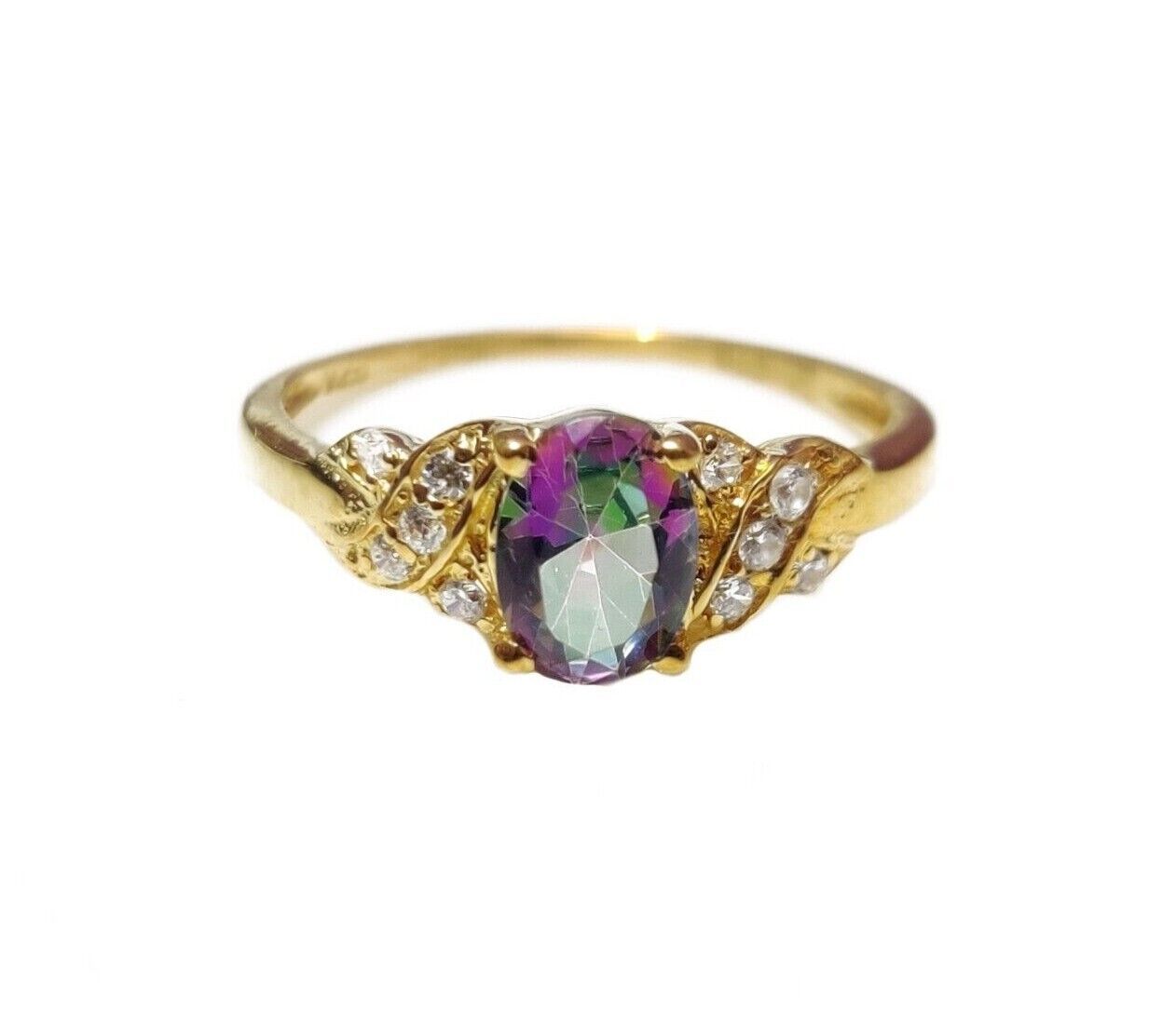 925 Silber Mystic Topas Verlobungsring Vergoldet Versprechen Ring