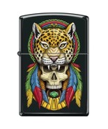 Zippo Lighter - Headdress Cheetah Skull Black Matte - ZCI409347 - $26.23